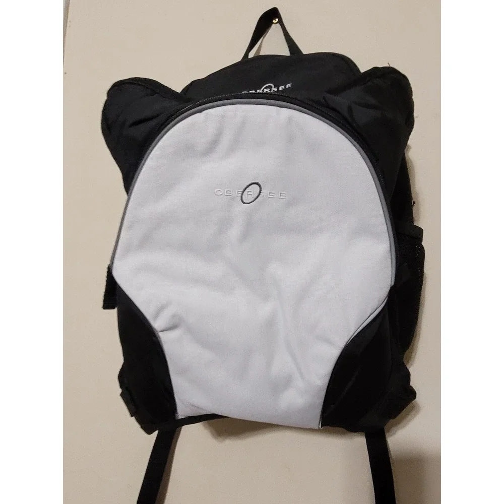 Obersee Oslo Diaper Bag Backpack with Detachable Cooler Black/White Changing Pad